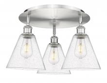 Innovations Lighting 516-3C-SN-GBC-84 - Berkshire - 3 Light - 20 inch - Satin Nickel - Flush Mount