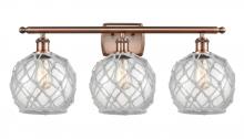 Innovations Lighting 516-3W-AC-G122-8RW - Farmhouse Rope - 3 Light - 28 inch - Antique Copper - Bath Vanity Light