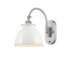 Innovations Lighting 518-1W-SN-M14-W - Adirondack - 1 Light - 8 inch - Brushed Satin Nickel - Sconce