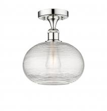 Innovations Lighting 616-1F-PC-G555-10CL - Ithaca - 1 Light - 10 inch - Polished Chrome - Semi-Flush Mount