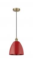 Innovations Lighting 616-1P-AB-MBD-9-RD-LED - Plymouth - 1 Light - 9 inch - Antique Brass - Cord hung - Mini Pendant
