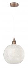 Innovations Lighting 616-1P-AC-G1216-12WM - White Mouchette - 1 Light - 12 inch - Antique Copper - Cord Hung - Mini Pendant