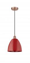 Innovations Lighting 616-1P-AC-MBD-9-RD - Plymouth - 1 Light - 9 inch - Antique Copper - Cord hung - Mini Pendant