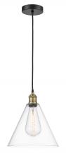 Innovations Lighting 616-1P-BAB-GBC-122-LED - Berkshire - 1 Light - 12 inch - Black Antique Brass - Cord hung - Mini Pendant