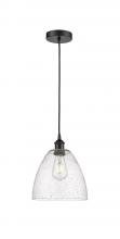 Innovations Lighting 616-1P-BK-GBD-94-LED - Bristol - 1 Light - 9 inch - Matte Black - Cord hung - Mini Pendant