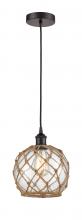 Innovations Lighting 616-1P-OB-G122-8RB - Farmhouse Rope - 1 Light - 8 inch - Oil Rubbed Bronze - Cord hung - Mini Pendant