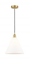 Innovations Lighting 616-1P-SG-GBC-121-LED - Berkshire - 1 Light - 12 inch - Satin Gold - Cord hung - Mini Pendant