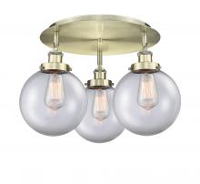 Innovations Lighting 916-3C-AB-G202-8 - Whitney - 3 Light - 20 inch - Antique Brass - Flush Mount