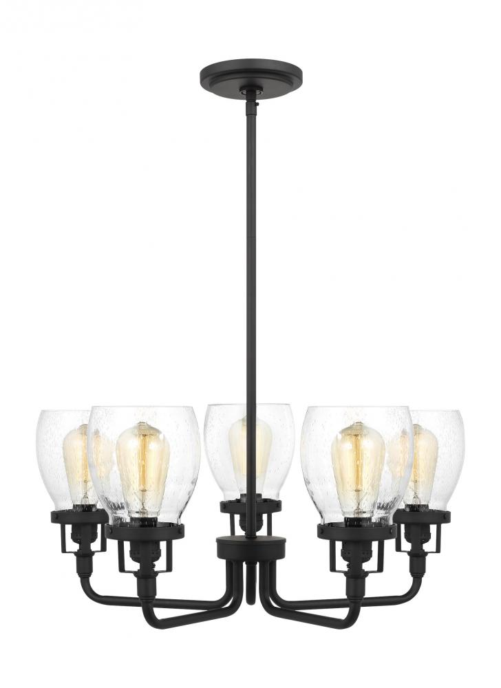 Belton transitional 5-light indoor dimmable ceiling up chandelier pendant light in midnight black fi