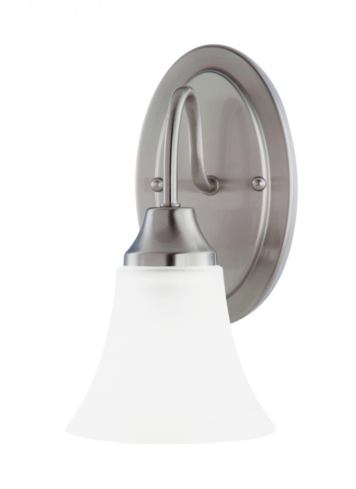 Holman traditional 1-light indoor dimmable bath vanity wall sconce in brushed nickel silver finish w