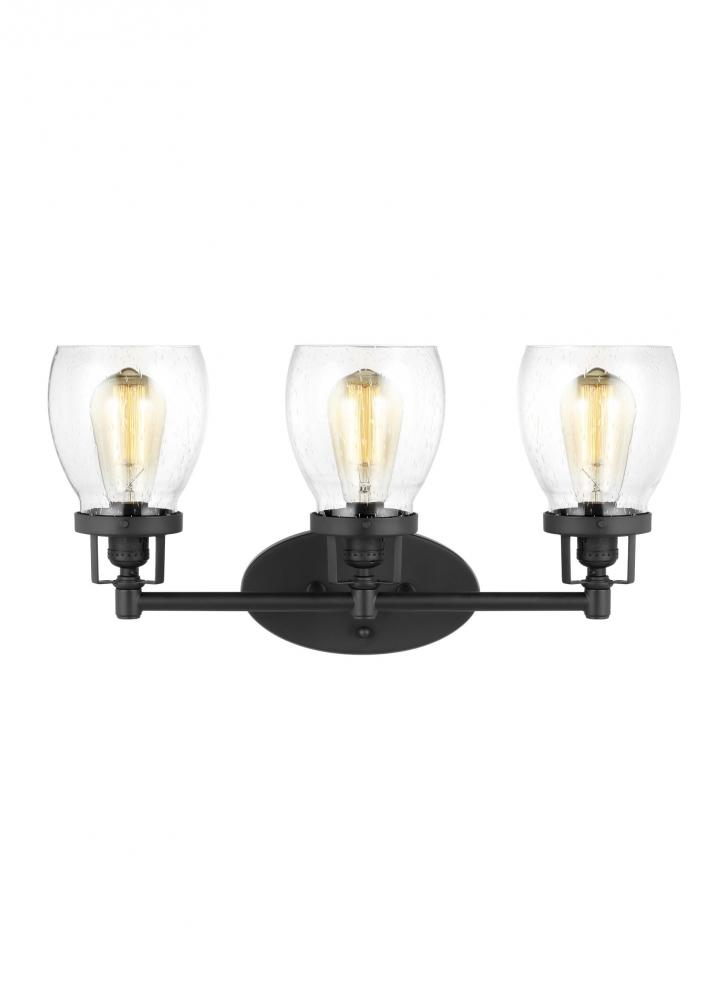 Belton transitional 3-light indoor dimmable bath vanity wall sconce in midnight black finish with cl