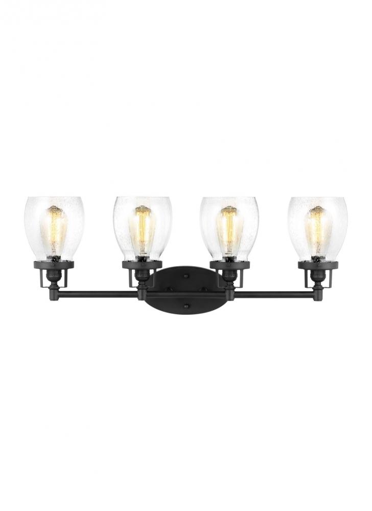Belton transitional 4-light indoor dimmable bath vanity wall sconce in midnight black finish with cl