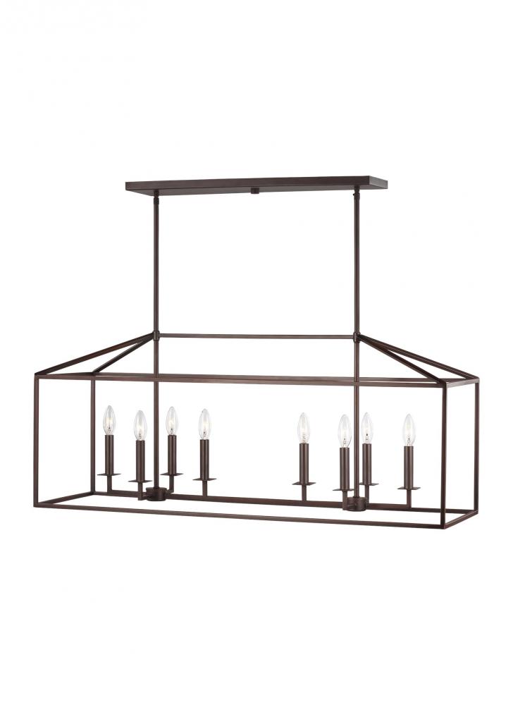Perryton transitional 8-light indoor dimmable linear ceiling chandelier pendant light in bronze fini