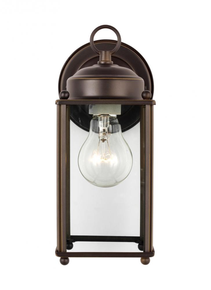 New Castle traditional 1-light outdoor exterior large wall lantern sconce in antique bronze finish w