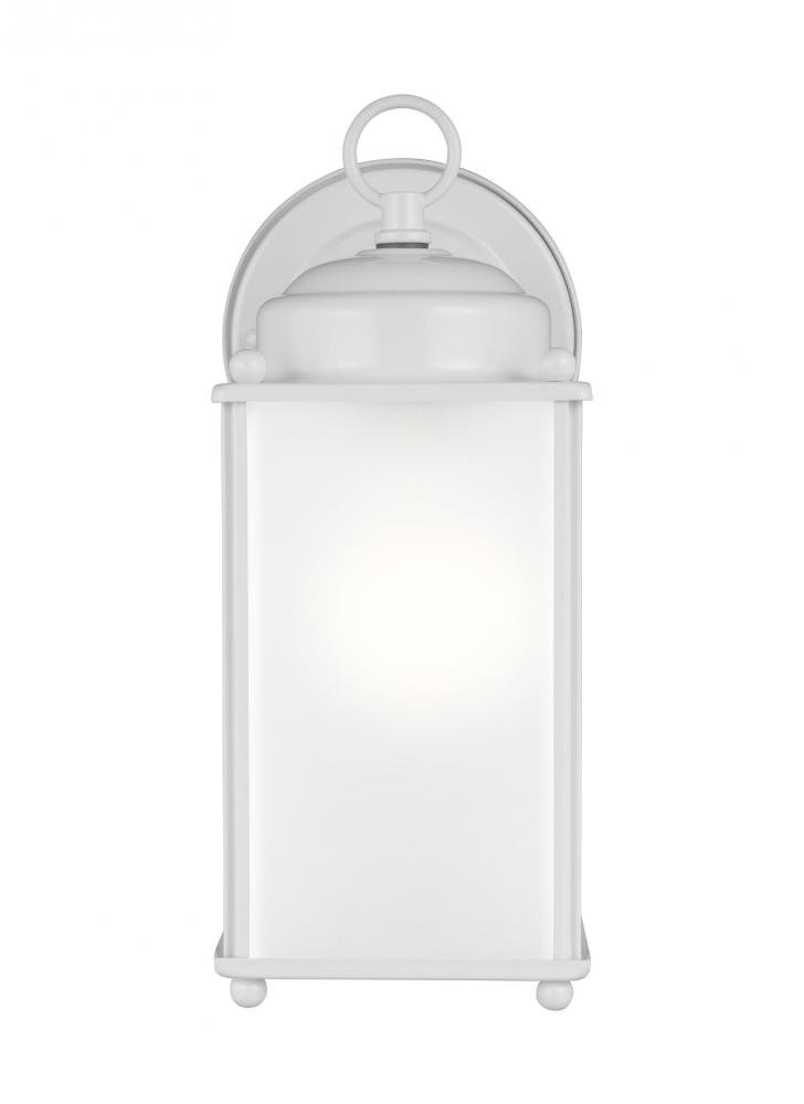New Castle traditional 1-light outdoor exterior large wall lantern sconce in white finish with satin