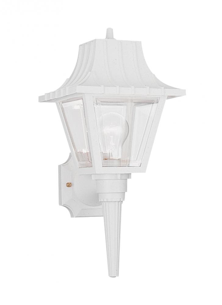 Polycarbonate Outdoor traditional 1-light outdoor exterior medium wall lantern sconce in white finis