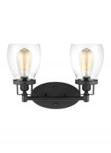 Generation Lighting 4414502-112 - Belton transitional 2-light indoor dimmable bath vanity wall sconce in midnight black finish with cl