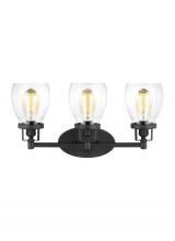 Generation Lighting 4414503-112 - Belton transitional 3-light indoor dimmable bath vanity wall sconce in midnight black finish with cl