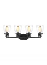 Generation Lighting 4414504-112 - Belton transitional 4-light indoor dimmable bath vanity wall sconce in midnight black finish with cl
