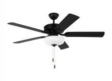 Generation Lighting 5LDDC52MBKD - Linden 52'' traditional dimmable LED indoor midnight black ceiling fan with light kit and re