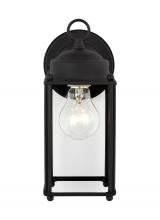 Generation Lighting 8593-12 - New Castle traditional 1-light outdoor exterior large wall lantern sconce in black finish with clear