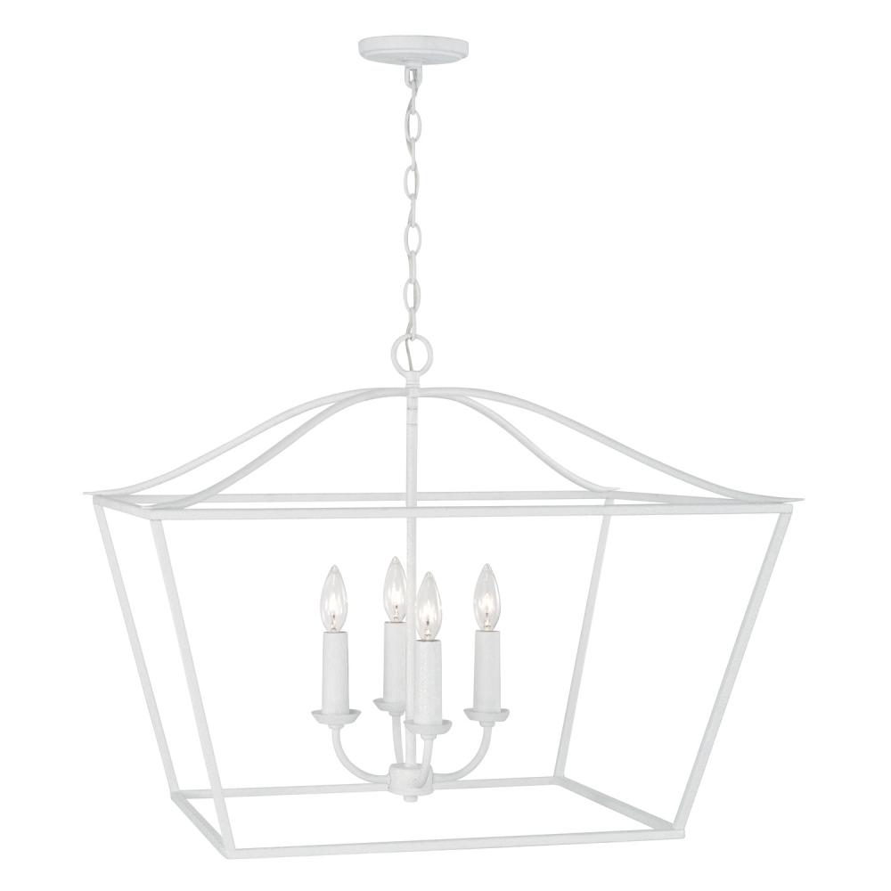 4-Light Foyer Pendant Lantern in Textured White