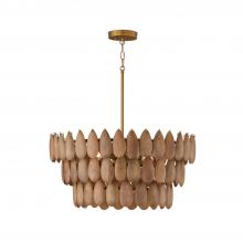 Capital 354441LW - 4-Light Pendant in Hand-distressed Patinaed Brass and Handcrafted Mango Wood