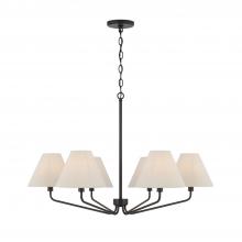 Capital 456661ES-713 - 6-Light Angular Chandelier in Espresso with Tapered Soft Tan Fabric Shades