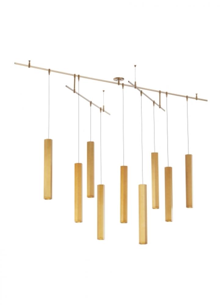 Modern Blok dimmable LED Large Chandelier Ceiling Light in an Aged Brass/Gold Colored finish