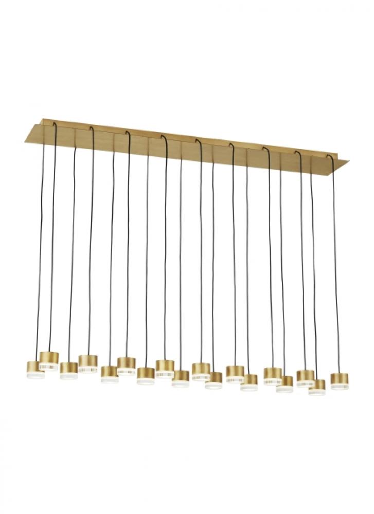 Modern Gable dimmable LED 18-light Ceiling Chandelier in a Natural Brass/Gold Colored finish