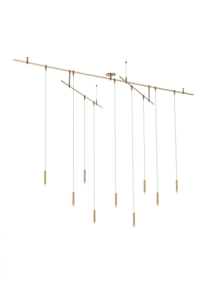Modern Moxy 9-light Natural Brass/Gold Colored Ceiling Chandelier