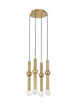 Visual Comfort & Co. Modern Collection 700TRSPGYD4RNB-LED930 - Modern Guyed dimmable LED 4-light Ceiling Chandelier in a Natural Brass/Gold Colored finish