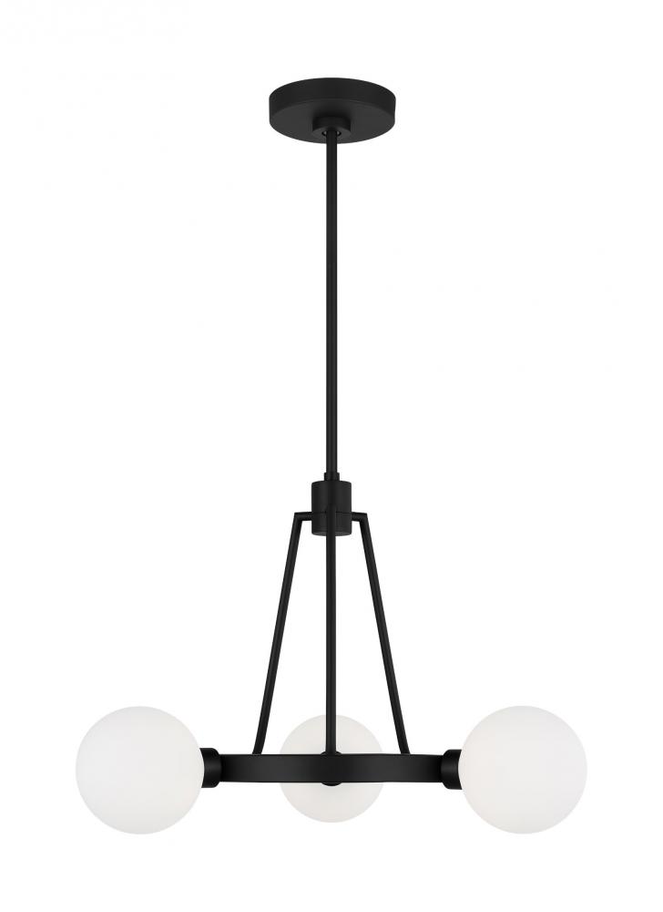 Clybourn modern 3-light indoor dimmable chandelier in midnight black finish with white milk glass sh