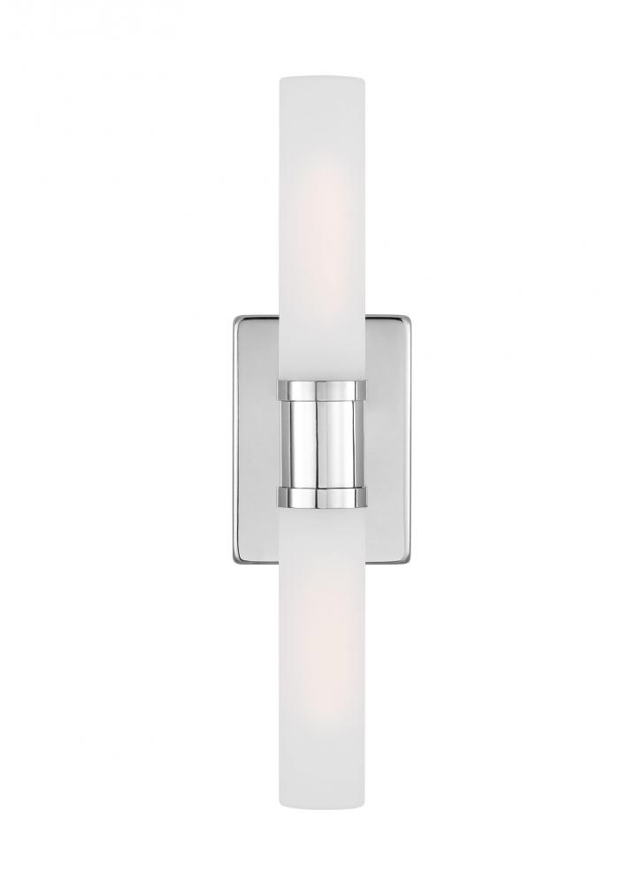 Keaton modern industrial 2-light indoor dimmable medium bath vanity wall sconce in chrome finish wit