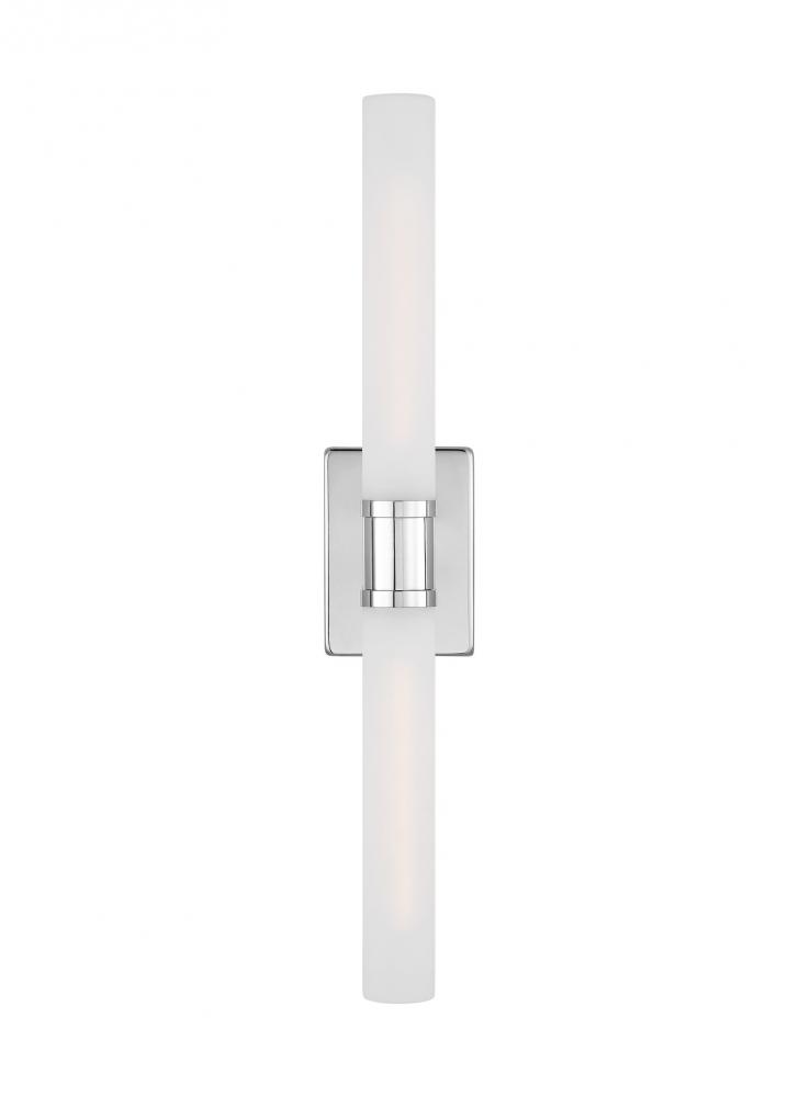 Keaton modern industrial 2-light indoor dimmable large bath vanity wall sconce in chrome finish with