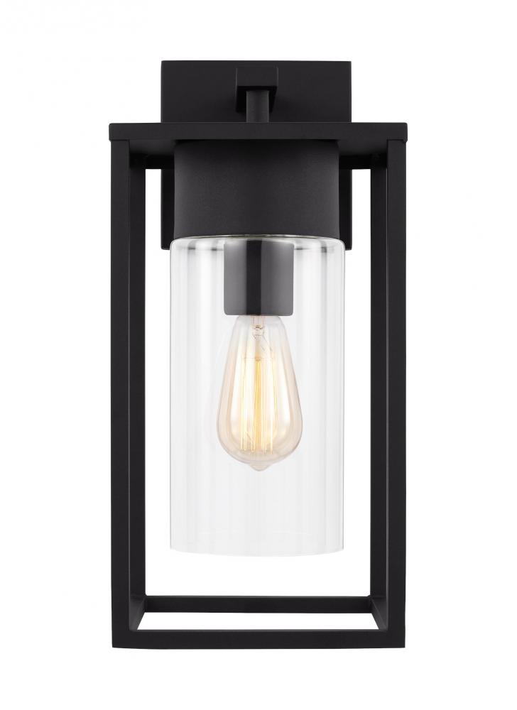 Vado transitional 1-light LED outdoor exterior large wall lantern sconce in black finish with clear