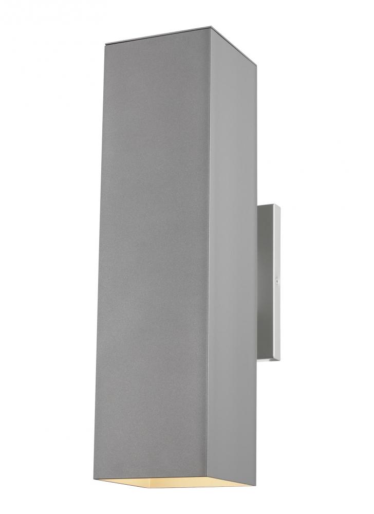 Pohl modern 2-light outdoor exterior Dark Sky compliant large wall lantern in painted brushed nickel