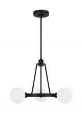 Visual Comfort & Co. Studio Collection 3161603-112 - Clybourn modern 3-light indoor dimmable chandelier in midnight black finish with white milk glass sh