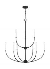 Visual Comfort & Co. Studio Collection 3167109-112 - Greenwich modern farmhouse 9-light indoor dimmable chandelier in midnight black finish
