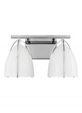 Visual Comfort & Co. Studio Collection 4451802-05 - Norman modern 2-light indoor dimmable bath vanity wall sconce in chrome silver finish with matte whi