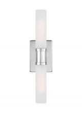 Visual Comfort & Co. Studio Collection 4565002-05 - Keaton modern industrial 2-light indoor dimmable medium bath vanity wall sconce in chrome finish wit