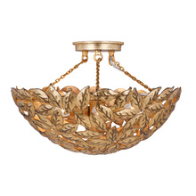 Visual Comfort & Co. Studio Collection AF1173ADB - Kelan traditional dimmable indoor 3-light semi flush mount in an antique gild finish with antique gi