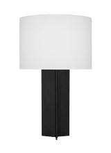 Visual Comfort & Co. Studio Collection ET1491AI1 - Bennett casual 1-light LED medium table lamp in aged iron grey finish with white linen fabric shade
