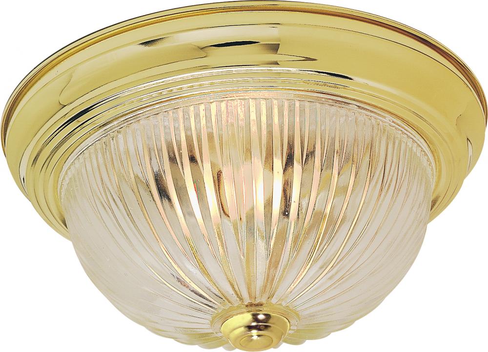 2 Light - 13" - Flush Mount - Clear Ribbed Glass; Color retail packaging