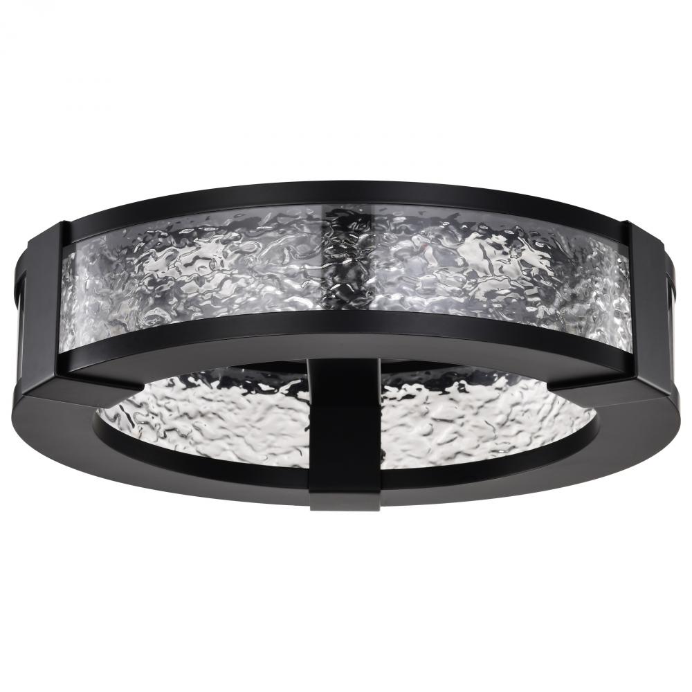 Darrow; 13 Inch LED Flush Mount; Matte Black; Acrylic Panels