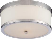 Nuvo 60/5476 - Celine - 2 Light Flush with Satin White Glass - Polished Nickel Finish