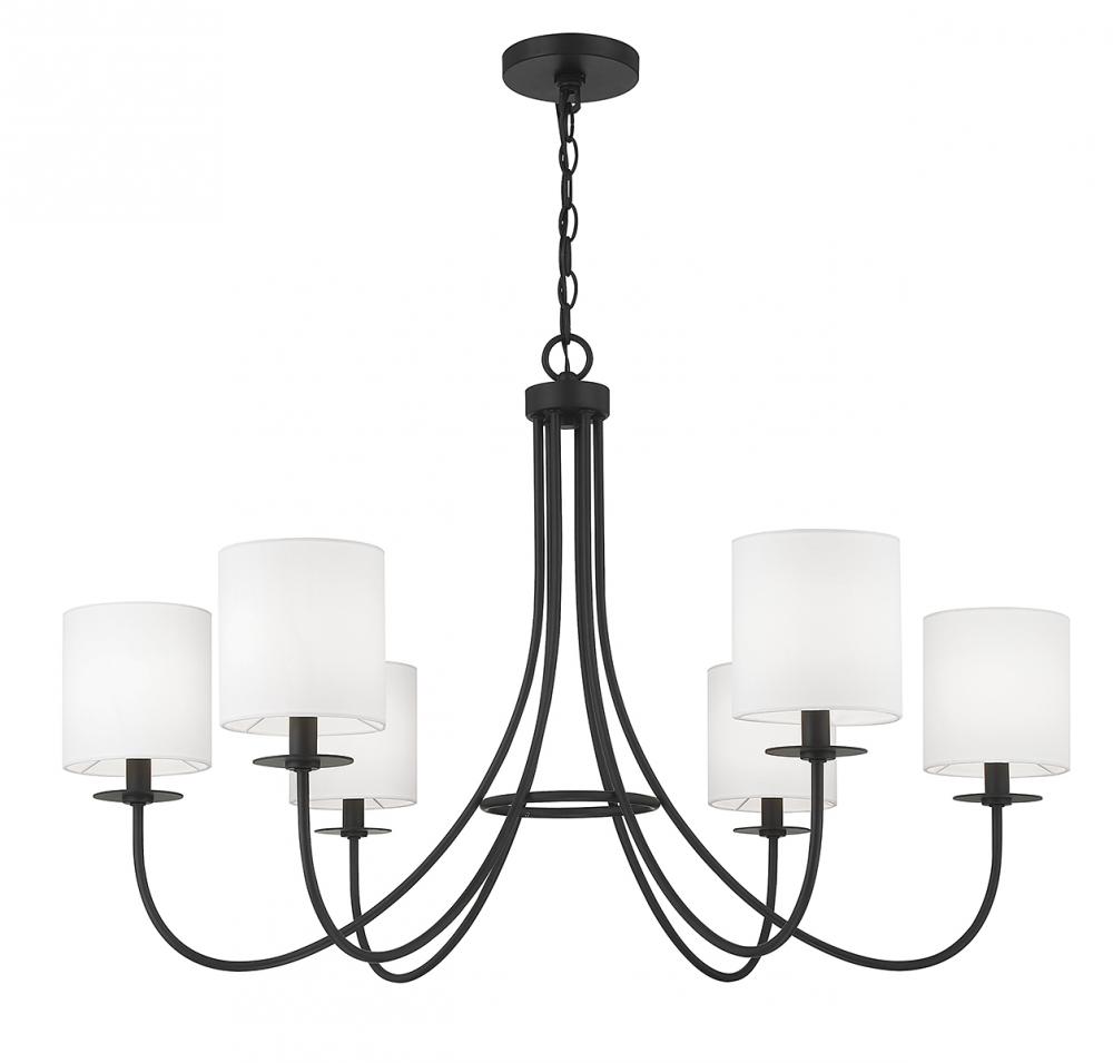 6-Light Chandelier in Matte Black