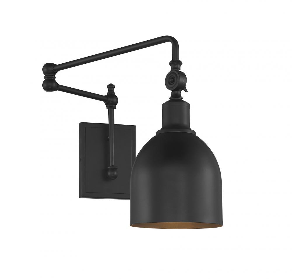 1-Light Adjustable Wall Sconce in Matte Black