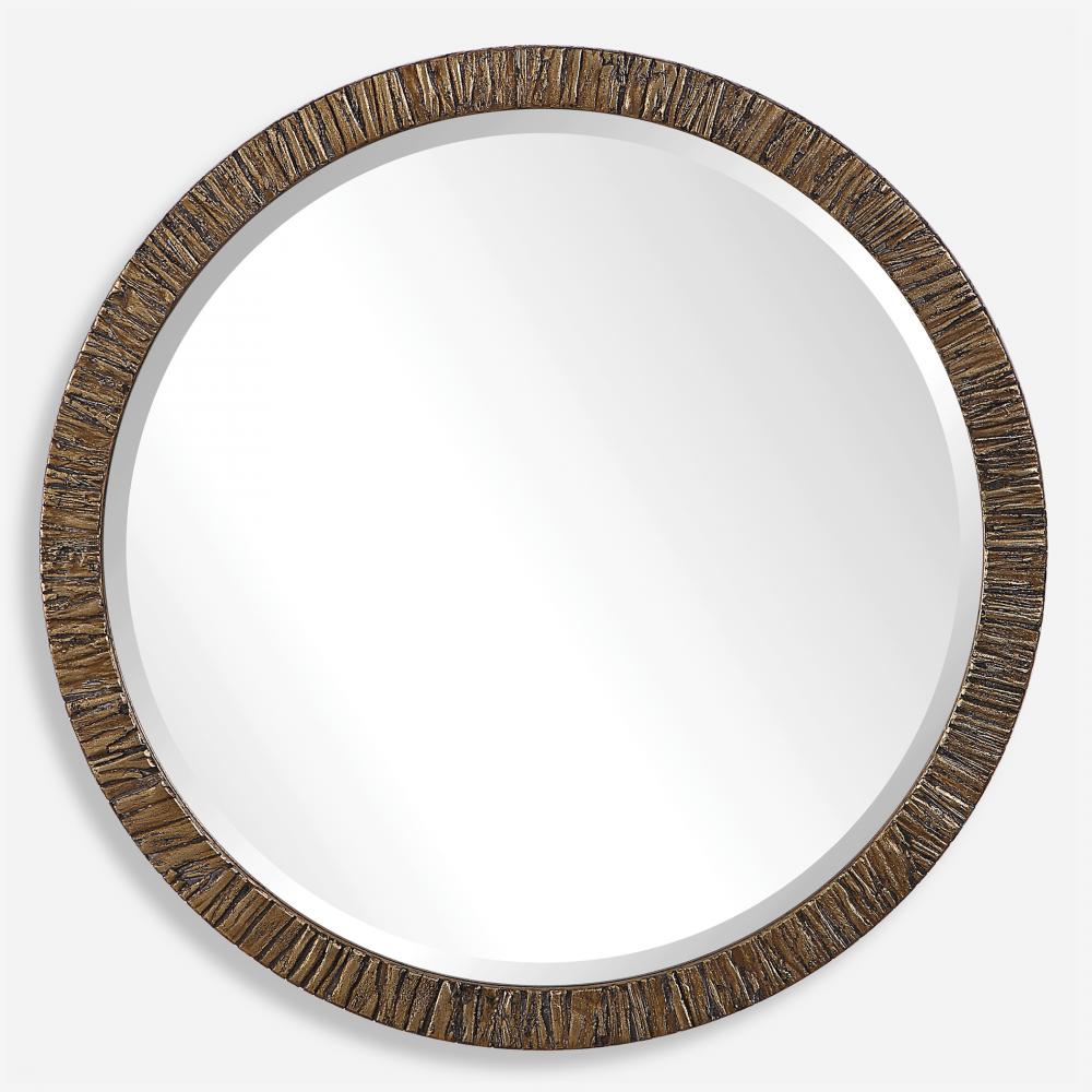 Wayde Gold Bark Round Mirror