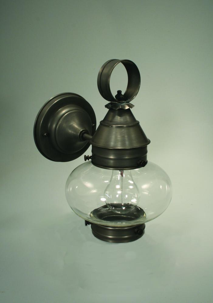 Onion Wall No Cage Dark Antique Brass Medium Base Socket Clear Glass